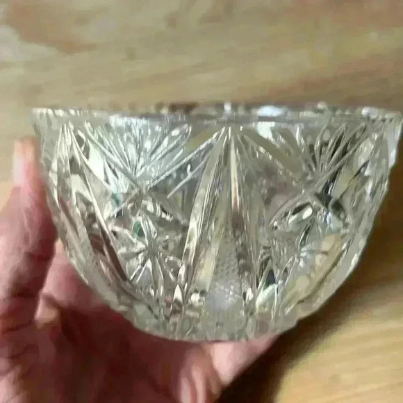 Mid Century Cut Crystal Etched Tray With Matching Creamer And Sugar Bowl W/Lid - Picture 8 of 9